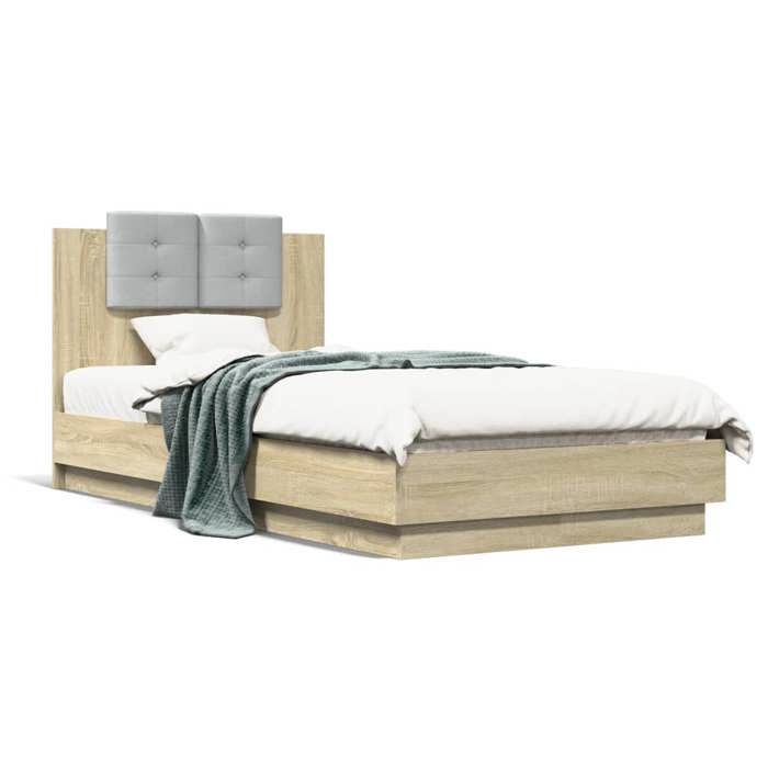 VidaXL Bed Frames with Headboard, Slat Base, Single Bed, Adult Bed for Bedroom Interior, Modern, 3209970
