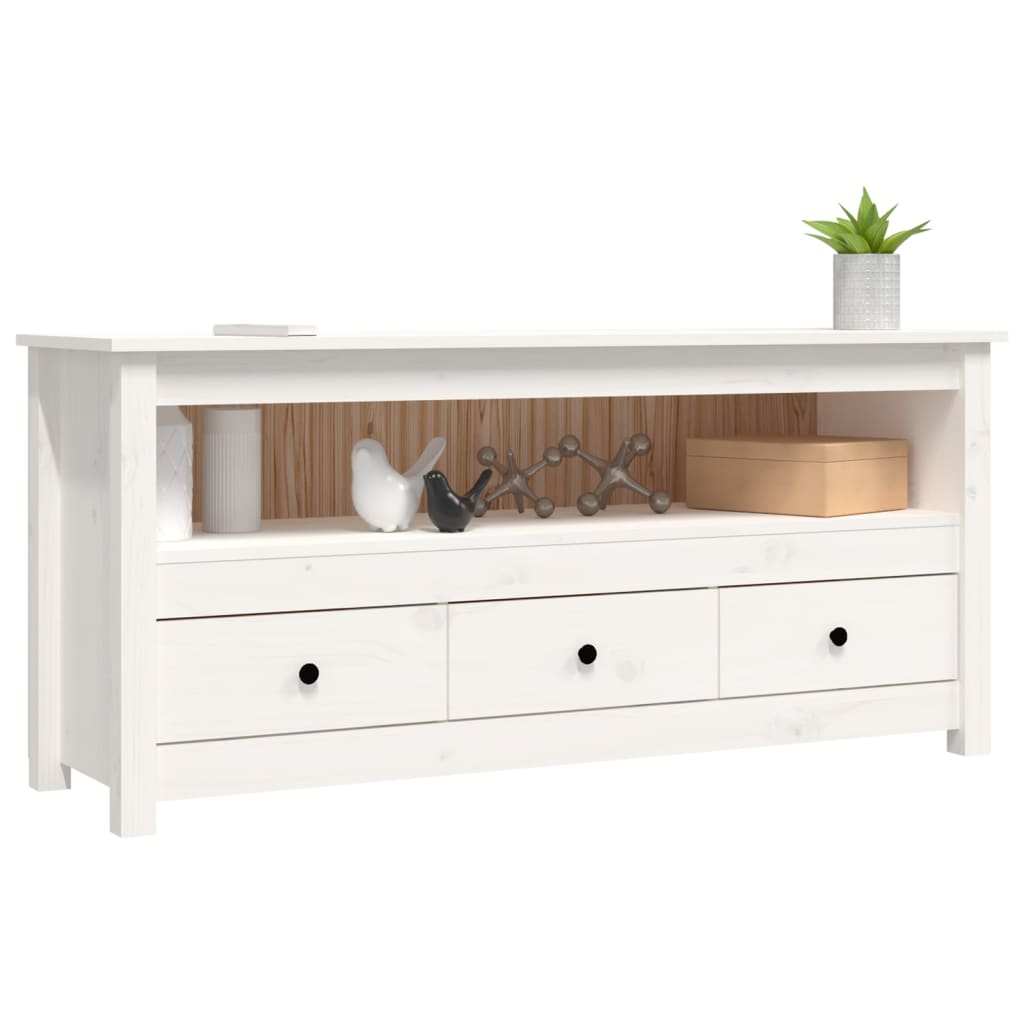 Vidaxl Szafka Pod Telewizor, Biała, 114X35X52 Cm, Lite Drewno Sosnowe