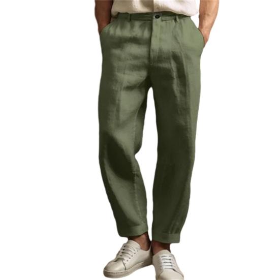 

Чоловічі штани Середня посадка Застібка на ґудзику та блискавці Повсякденні штани з кишенями Однотонні Вільний крій Легкі Дихаючі Штани L зелений