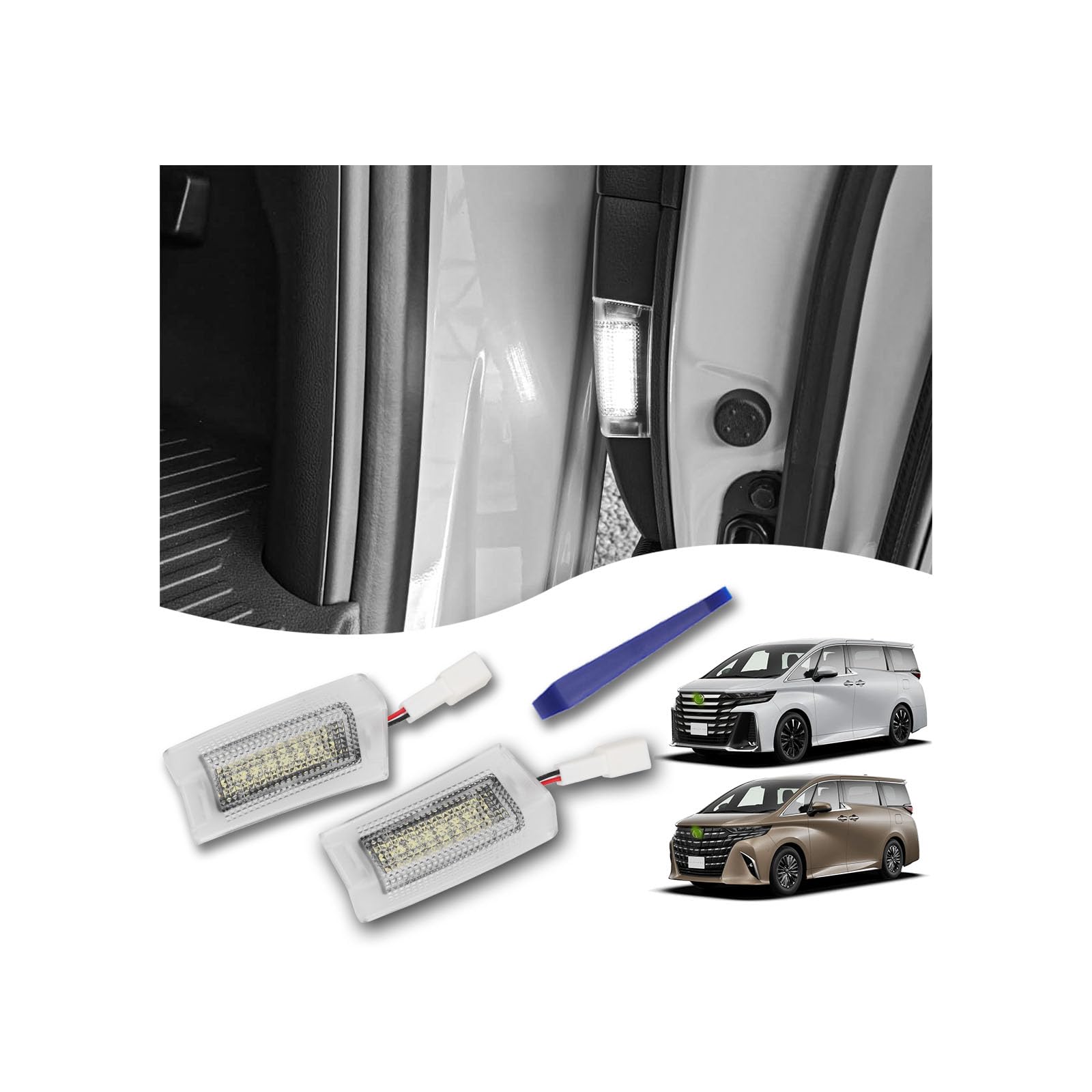 

Toyota New Alphard 40 Сдвижная дверь Подсветка приветствия и порога Приветственная подсветка двери для задней части Оригинал Легкий Высокий Включает установочный комплект Набор из