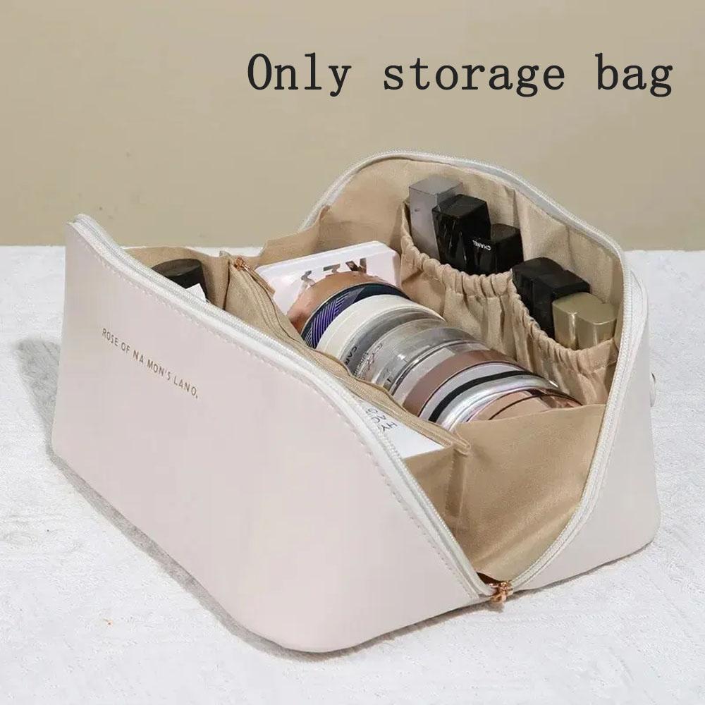 Large Capacity Travel Cosmetic Bag, Waterproof Cosmetic Storage Bag, with Partition, Handle, Flat Opening, Suitable for Travel