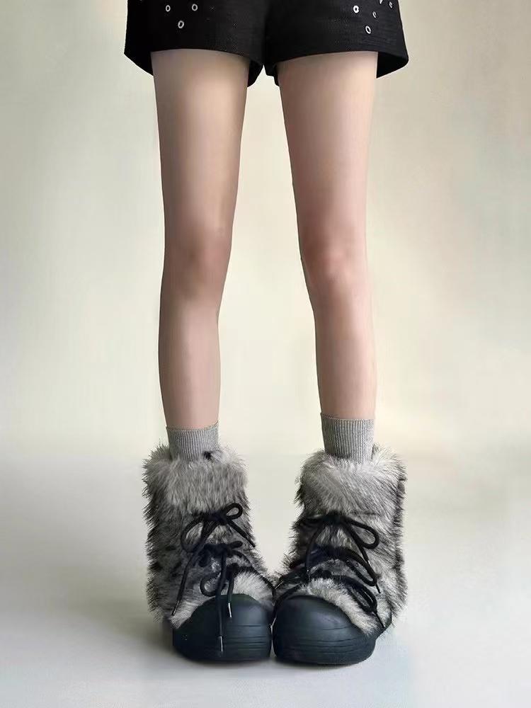 Fashion Ankle Flat with Snow Boots Slip-on Round Toe Mid Heel Women's Shoes on Sale 2024 High Quality Solid -tied Women's Boots