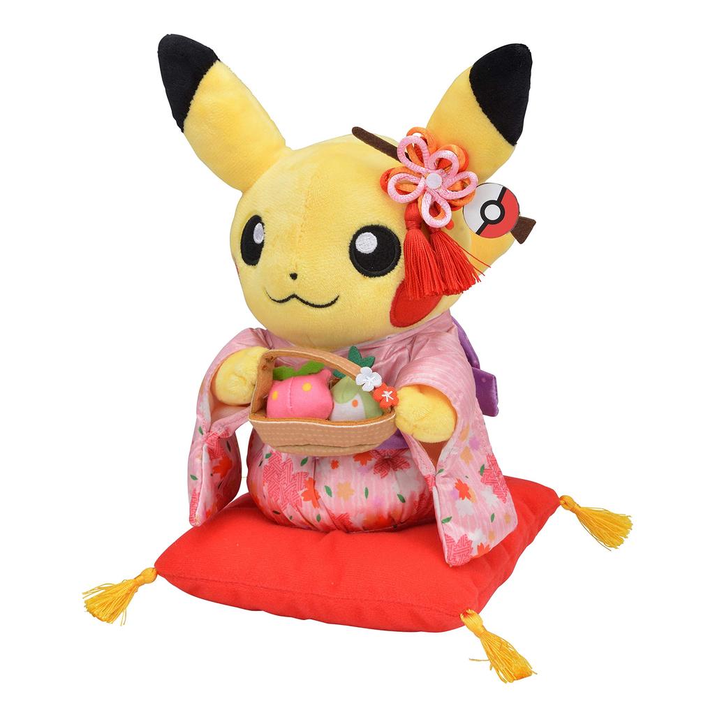 Pokémon Center Original Plush Toy: Hannari Tea Party Pikachu, Female, 22 X 16.5 X 14 Cm (H X W X D)
