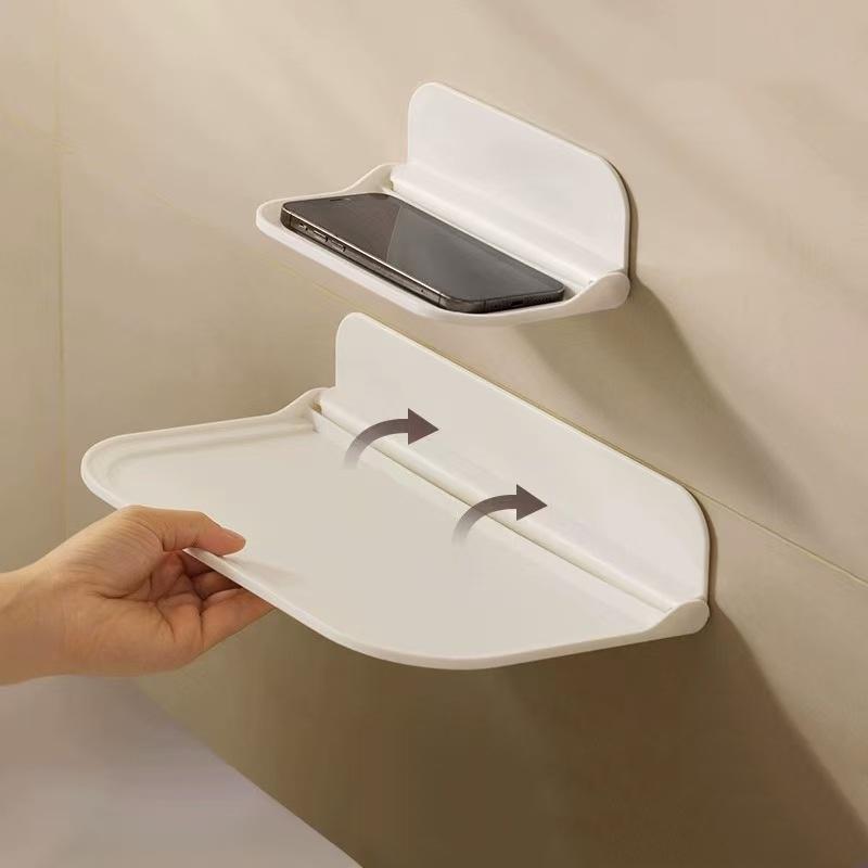 Wall Mounted Folding Storage Shelf No Drill Waterproof 1/2Pcs Sturdy Organizer for Laundry Room Bathroom