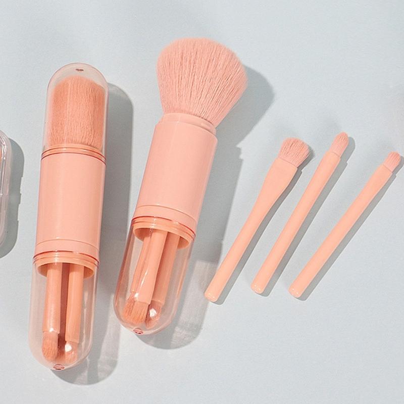 Multi Functional 4 in 1 Makeup Brush with Soft Bristles for Gentle Face Care for Travel or Home Cosmetic Beauty Needs