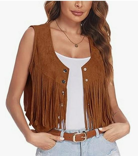 Europäischer & Amerikanischer Stil Damen Fransenweste - Retro Lässig Frühlingsdesign mit Knöpfen