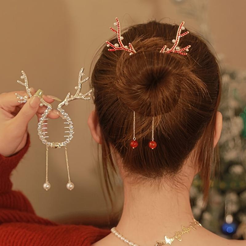 2-piece, 1-piece - Creative Antlers Hair Clip - Suitable for Halloween, Christmas and other dress up hair clips