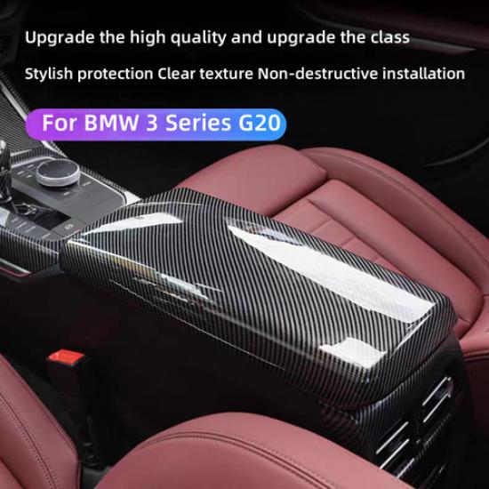 For BMW 3 Series G20 G28 Carbon Fiber Armrest Box Panel Cover Trim Accessories