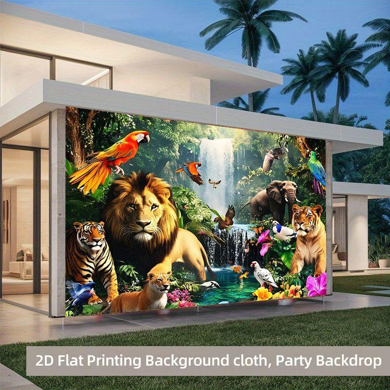 1Pcs Safari Jungle Lion Tiger Decoration Background Winter Backdrop Decorations For Photo Studio Photo Booth Christmas Party