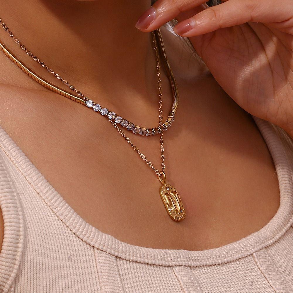 Embossment Daily Jewelry New Trendy Pendant Necklace Geometric Square Pendant  Meaningful Gift