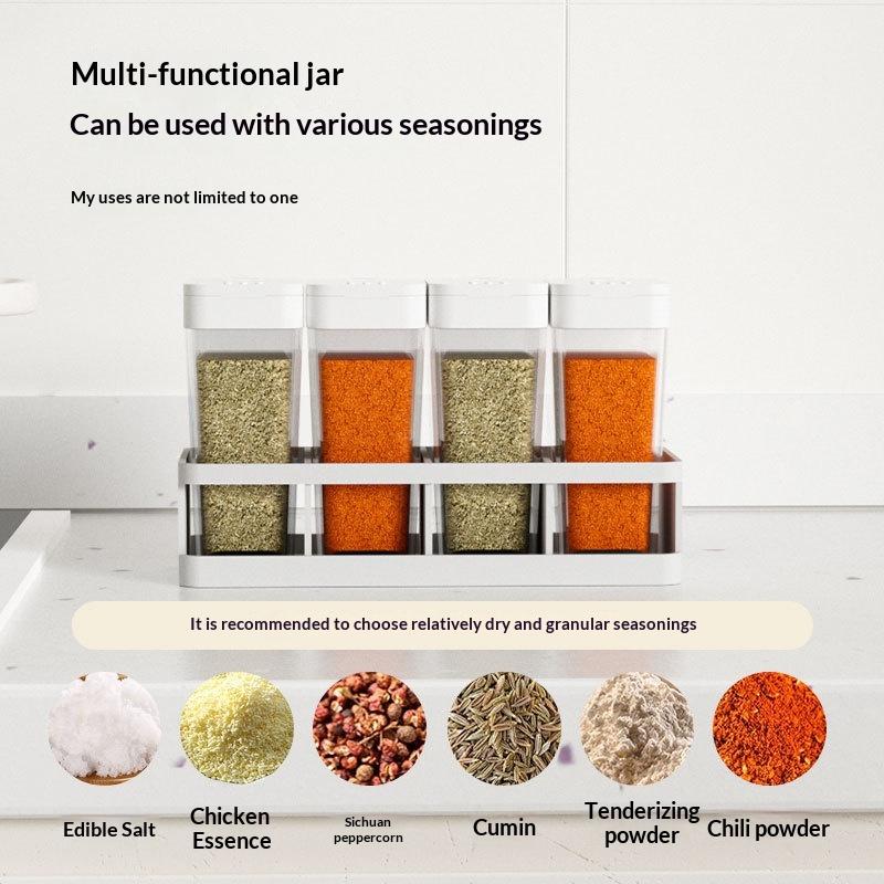 Spice Organizer Set 4-in-1 - Stackable Kitchen Bottles, Airtight Lids For Salt Pepper Baking,Countertop Space Saver Jars