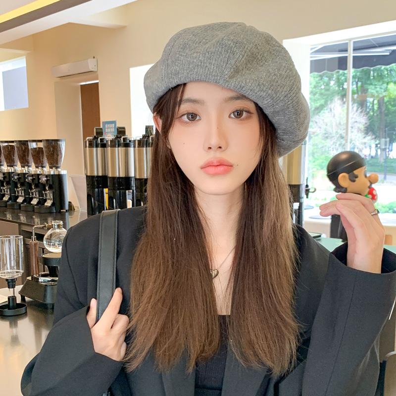 Thickened octagonal hat autumn beret women's winter round face shows small autumn and winter retro newsboy hat tide