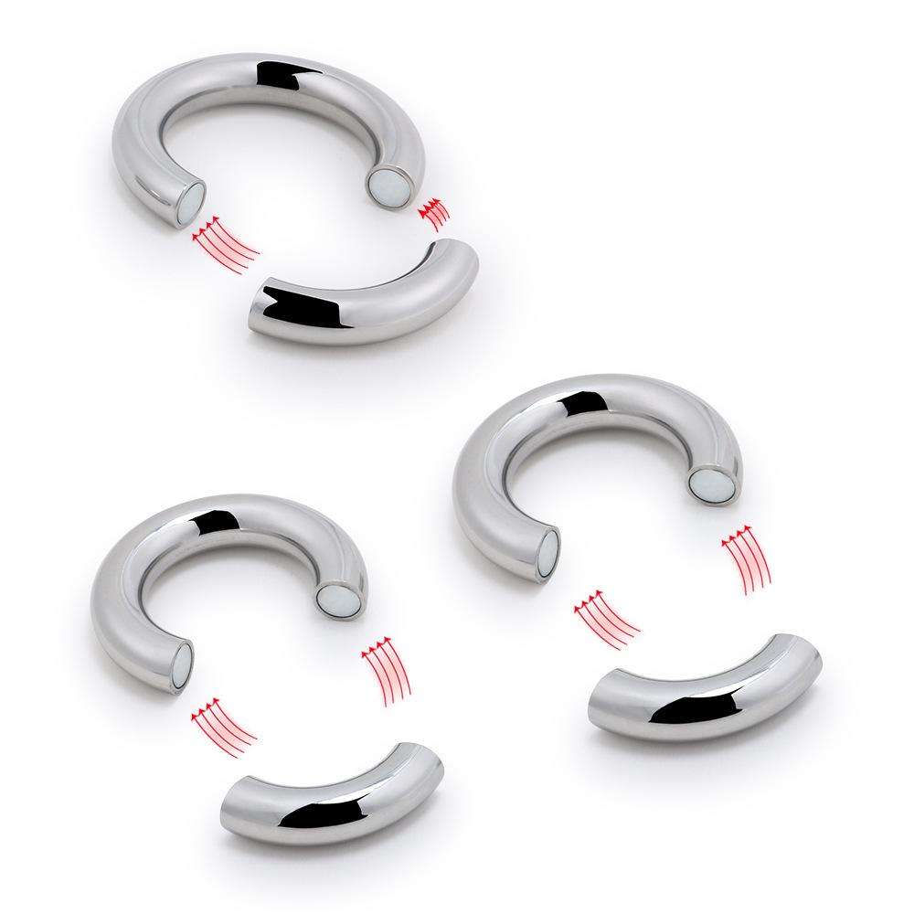 Metal Magnetic Scrotum Stretcher Penis Cock Lock Ring Heavy Male Metal Ball Scrotum Stretcher Delay Ejaculation BDSM Sex Toy