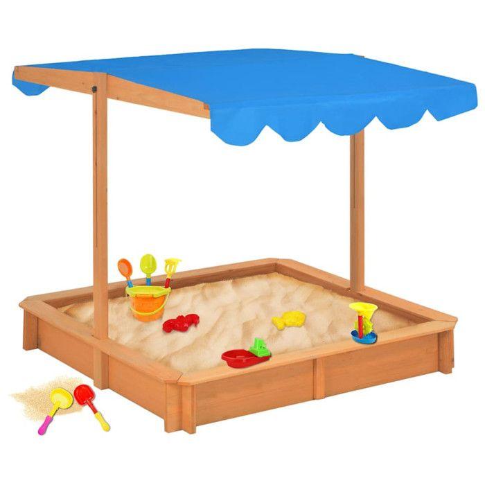 VidaXL Sandpit with Adjustable Roof Fir Wood 115x115x115 Cm