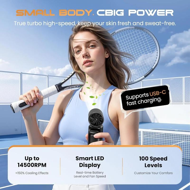 Xiaomi Portable Mini Fan Handheld Small Fan 5 Speed 3000mAh USB Rechargeable LED Display 180° Rotatable Clip Cooling Turbo Fans