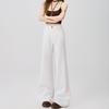 Spring Summer Off White High Waist Slim Horse Hoof Floor Flare Denim Pants For Women Casual Pants Oversize Denim Trousers