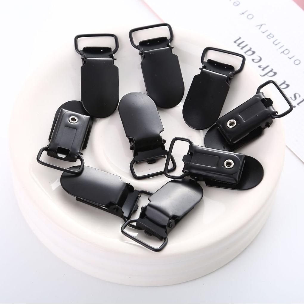 10 Pcs 14mm Solid Black Suspender Clips–Fashionable Buckle, Bed Sheet Clips for Easy Sewing, Practical Sewing Accessories