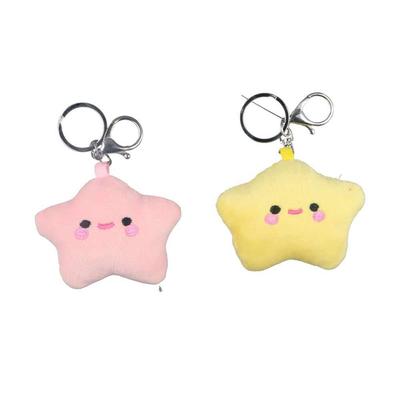 Smile Stars Smile Star Key Ring Pom Pom Starfish Pentagram Smile Stars Plush Keyring Fluffy Fluffy Fur