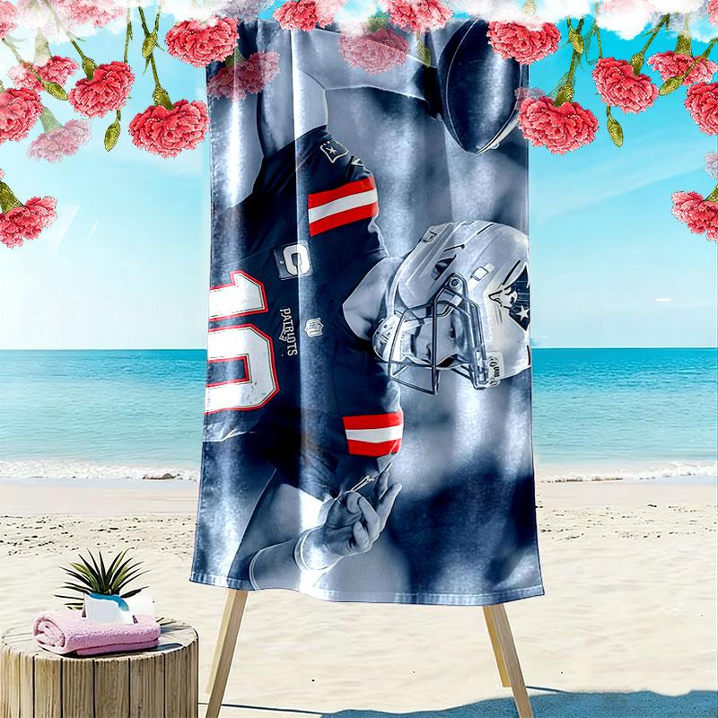 Drake Maye Print Beach Towel, Large Soft Quick Dry Towel for Beach Camping Swimming