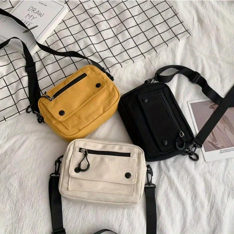 Damen Canvas Handtaschen Koreanische Mini Tasche Handy Einfach Klein Umhängetasche Lässig Damen Reißverschluss Schultertasche