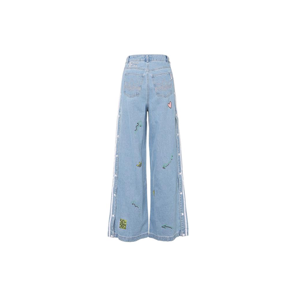 Adidas Originals Denim Track Pants With Stripes Women Bottoms Blue FL4153