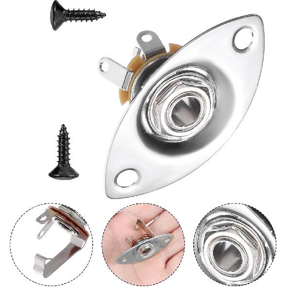 Guitar Output Jack Plate 6.35mm Electric Guitar Input Jack 1/4" Oval Guitar Jack Guitar Jack Plate Output Plug Socket for Mono Electric Guitar