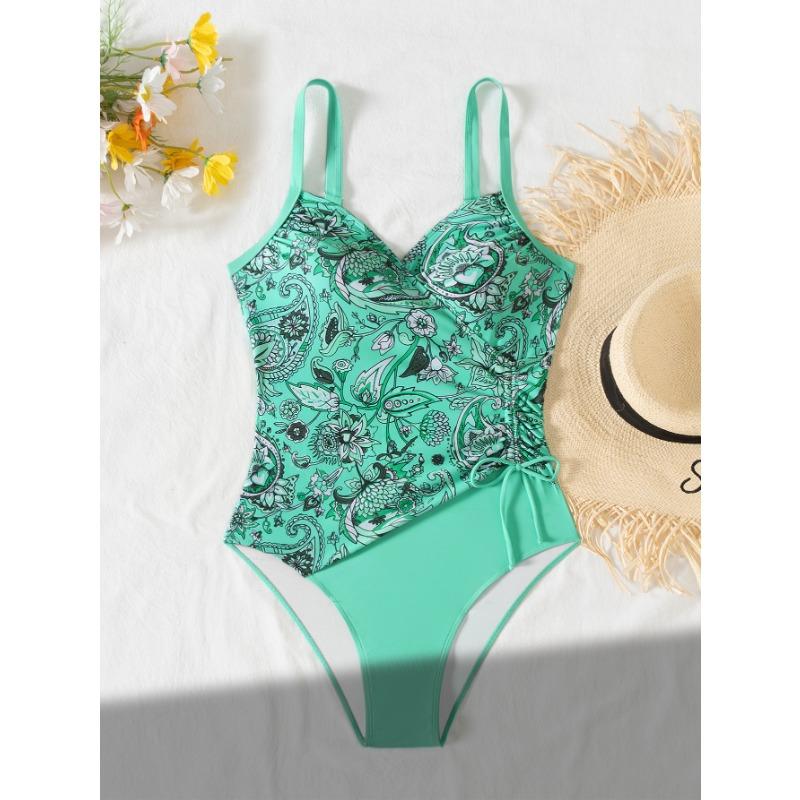 

Новый слитный сексуальный купальник с утягивающей талией, боковой кулиской, нерегулярным принтом, сексуальный купальник на бретелях XL