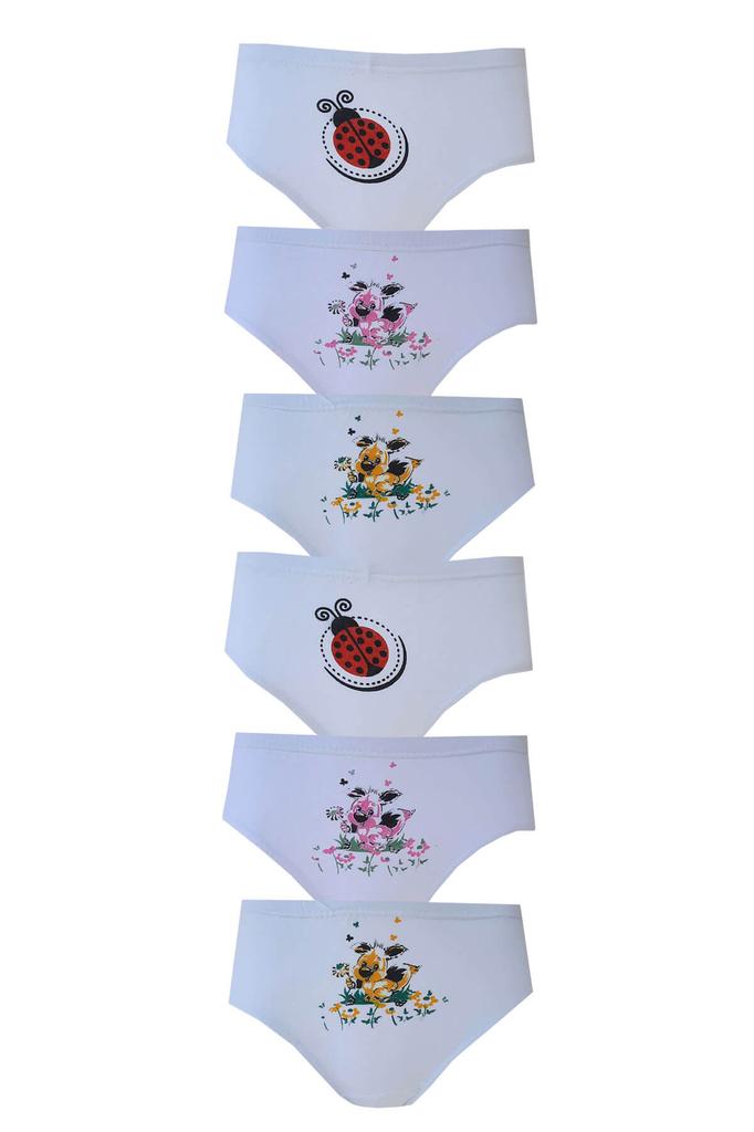 6lı Kız Çocuk Külot Baskılı Pamuklu Slip Rahat Ekonomik
