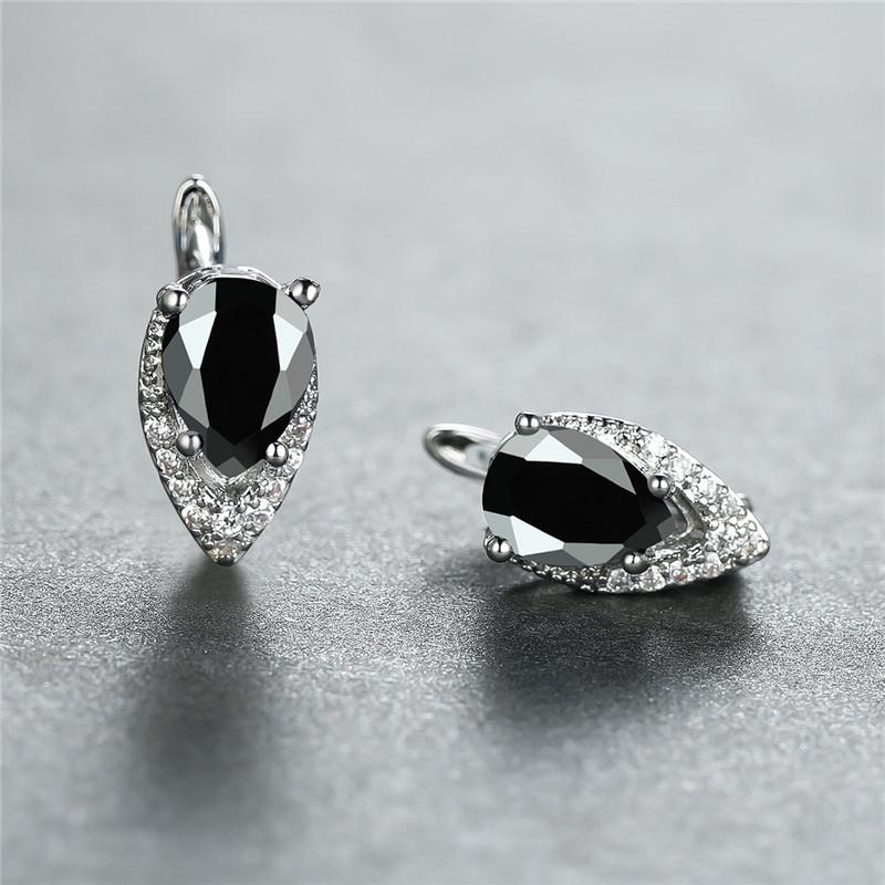 Boho Small Gold Blue Stone Clip Earrings Vintage Zircon Wedding Jewelry For Women
