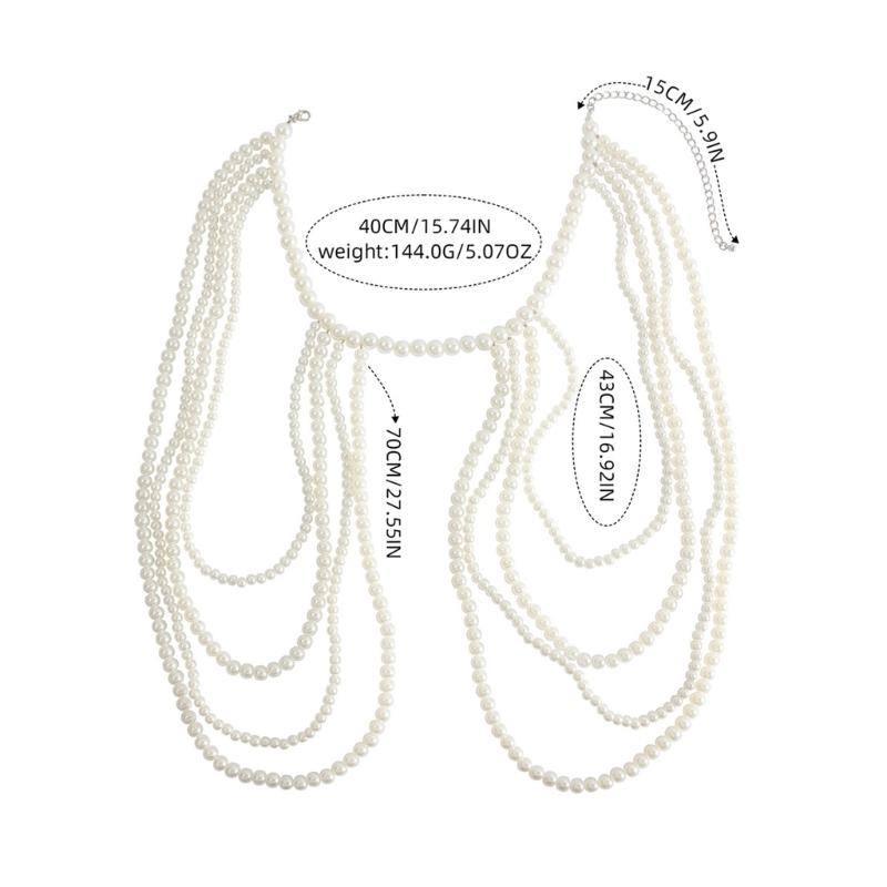 Contemporary Imitation Pearls Shoulder Jewelry for Women Body Chain Suitable for Enhancing Outfits At Various Event