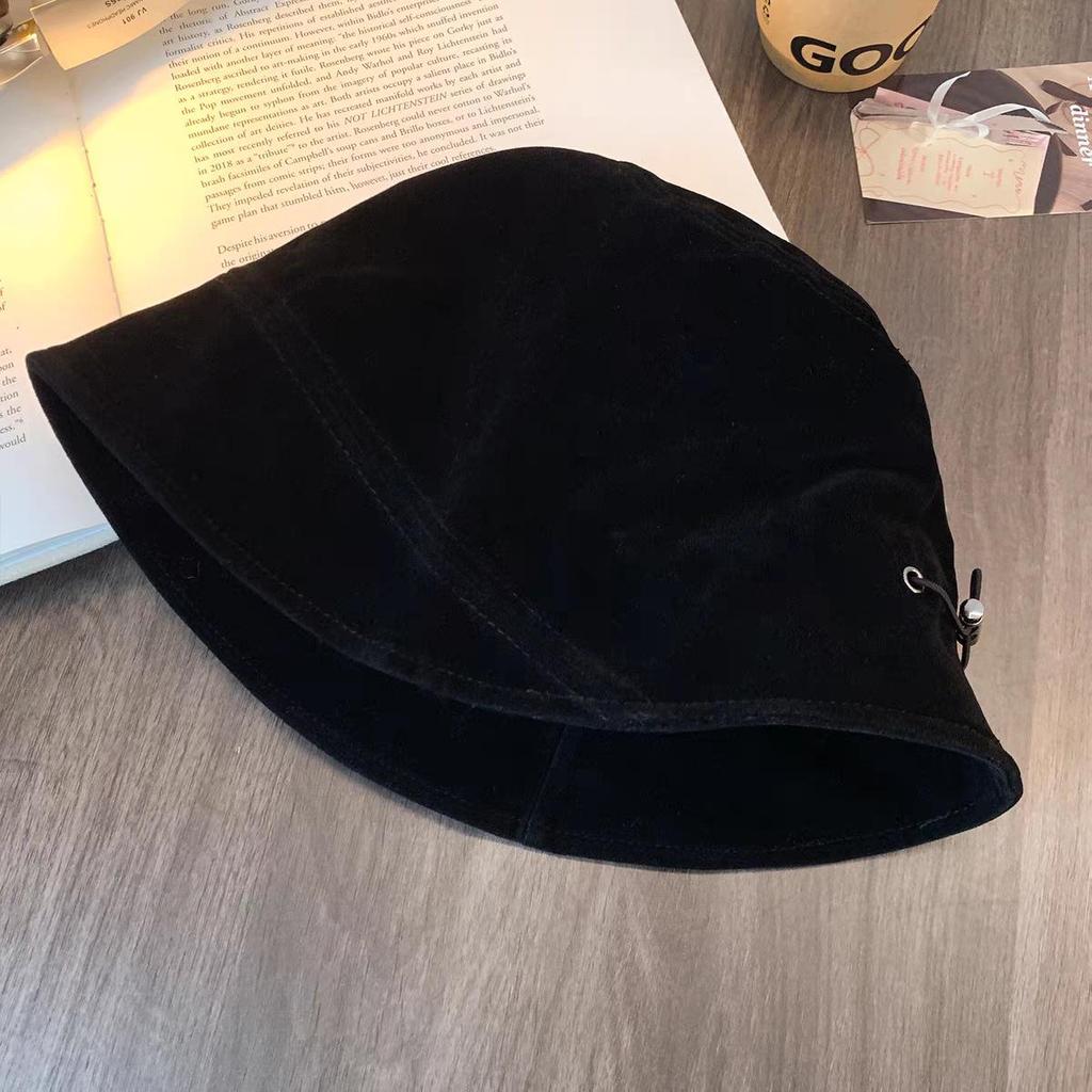 Women's Suede Bucket Hat - Solid Color, Versatile, Large Fit, Face-Covering