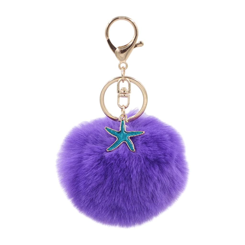 Soft Plush Starfish Keychain Accessory Durable Starfish Furry Sphere Keychain Key Chain Accessory for Fashion Lovers