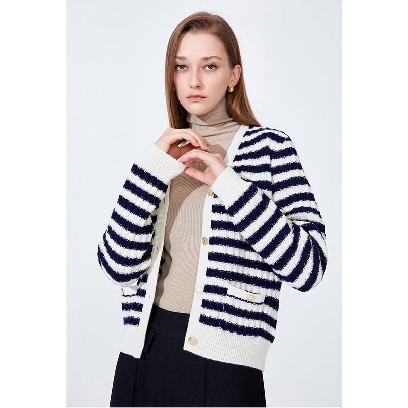 Navigare Women's Long Sleeve V-Neck Wool Cardigan Sweater 2234092021