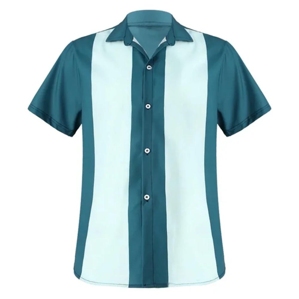 Men's Stripes 3D Printed Shirt Contrast Color Casual Hawaiian Beach Shirt Men's Simple Business Casual Fashion Top Men Clothing