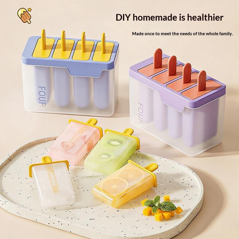 Popsicle/Sorbet Mold Food Grade Household Popsicle Making Ice Box Abrasive Tools With Lid Homemade Ice Cream Artifact
