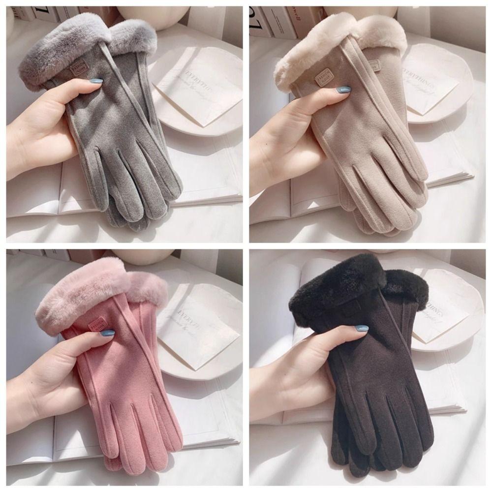 Skiing Velvet Gloves Thick Windproof Winter Gloves Touch Screen Warm Women Mittens Daily
