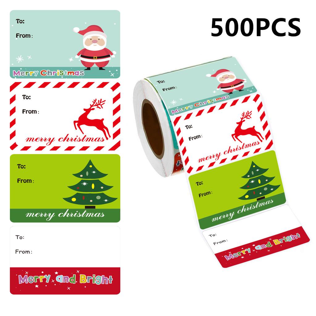 500pcs Christmas Gift Tags Stickers Festive Decorative Labels Xmas Patterns Present Packaging Envelopes Cards Sealing Stickers
