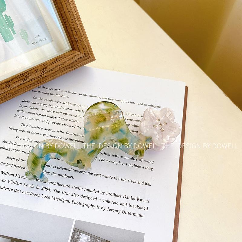 

Trendy Plant Floral Acetate Hair Claw Clip Featuring Rhinestone Decoration Women For