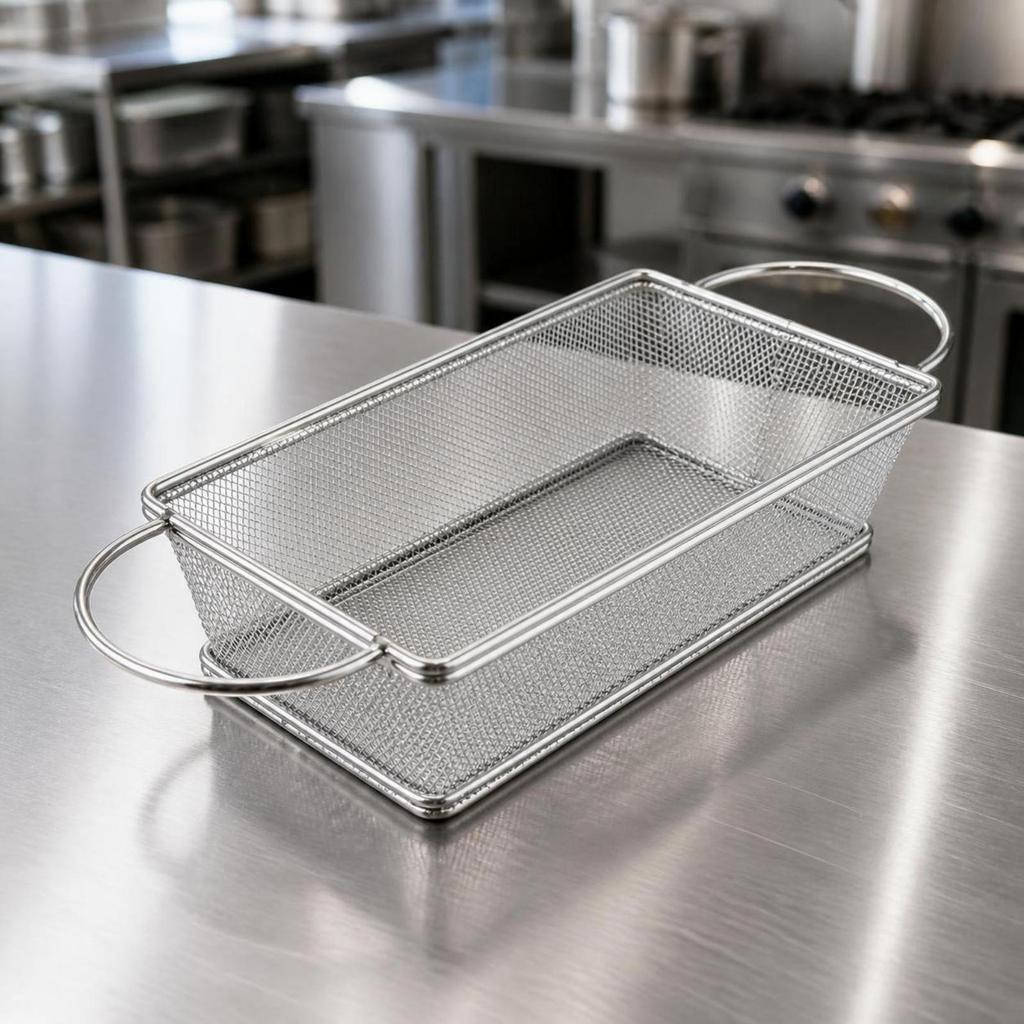 Mesh Frying Basket with Handle Multi-Purpose for Restaurant, Home Cooks
