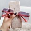 Korean Style Frameless Women's Sunglasses: Trendy, Big Face Slimming, UV Protection, Perfect for Summer and Internet Celebrities.