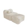 Modular Frameless Sofa with Ottoman, Wave Design, 32D Foam Filling, Movable Back Cushion, Soft Fabric, for Apartment, Living Room and Bedroom, Beige