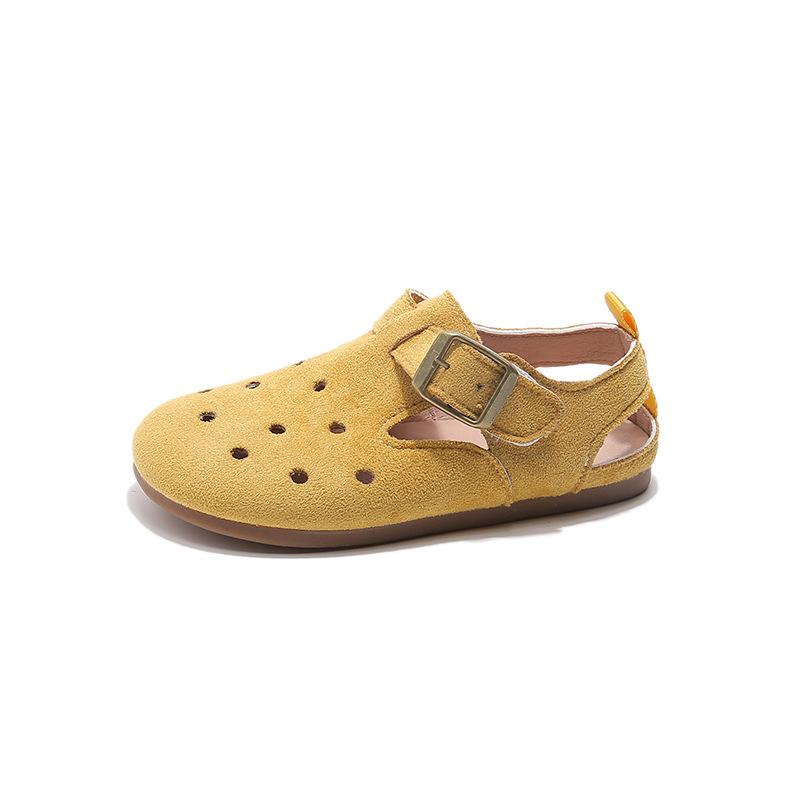 

2025 Лето Новые Детские Сандалии Нескользящие Сандалии для Девочек Модная Детская Обувь Полая Детская Обувь Универсальные Одинарные Туфли для Девочек 23insole 14.5cm жёлтый