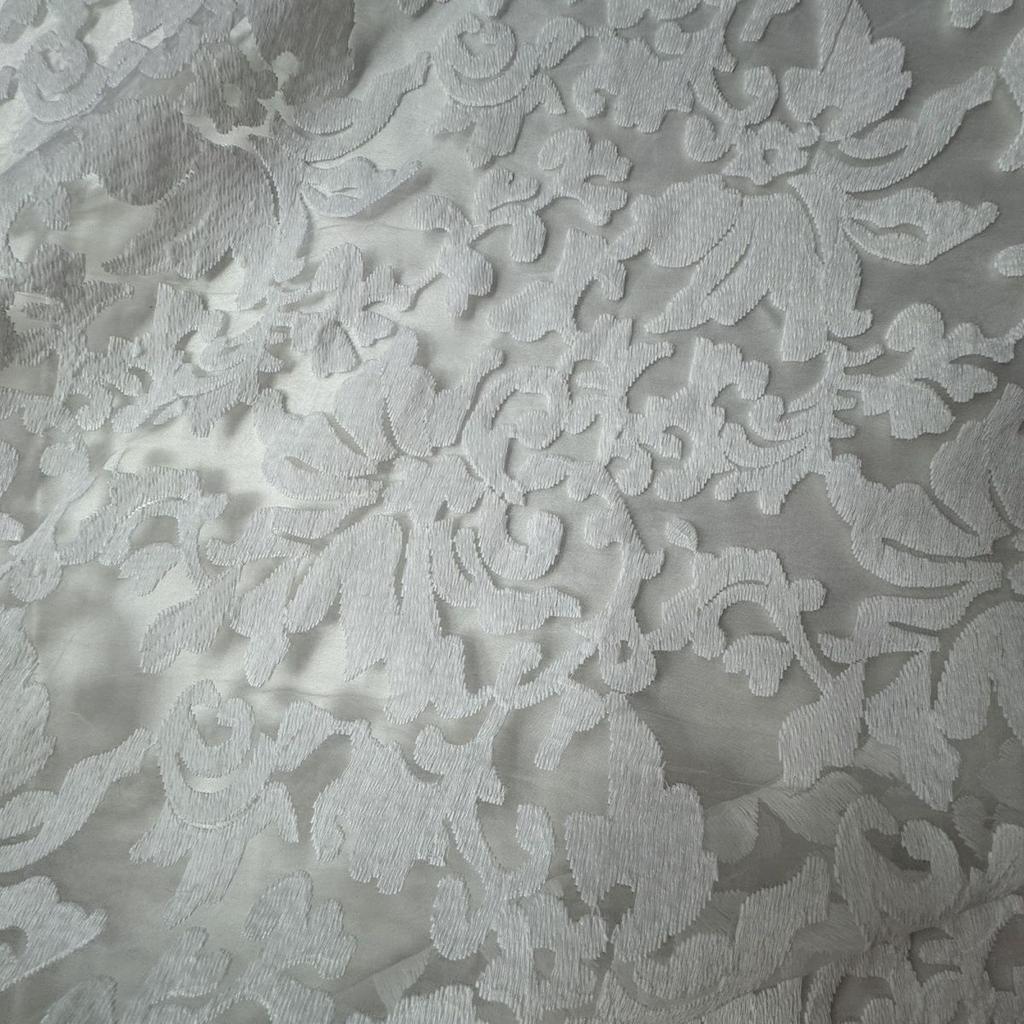 White large flower embroidered organza fabric suitable for wedding dresses formal gowns and designer clothing fabrics