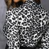 Women Sexy Front Crossing V Neck Leopard Print Cocktail Party Bodycon Mini Dress