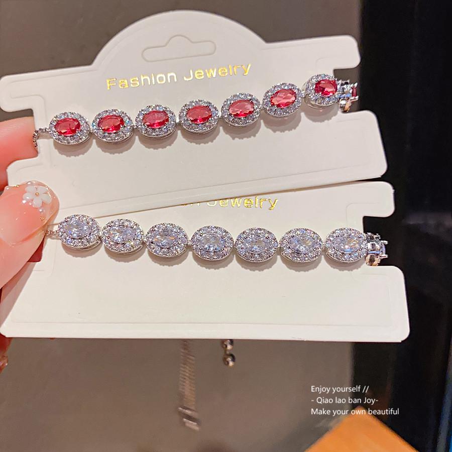 Geometric Oval Zircon Pendant Bracelet For Women Fashion Jewelry Gift For Office