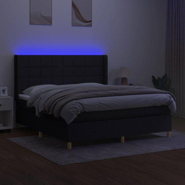 VidaXL Slat Bed Base with Mattress and LED, Upholstered Bed, Double Bed, Adult Bed for Interior Bedroom, 3138887