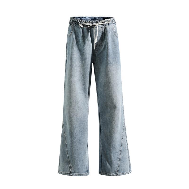 New Autumn Elastic Waist Slightly Flared Jeans Men's Design Wide-leg Pants