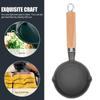 Hot Oil Pan Egg Frying Pot Cast Iron Skillets Griddle Mini Wooden Heating Long Handled Camping Cookware Non Stick