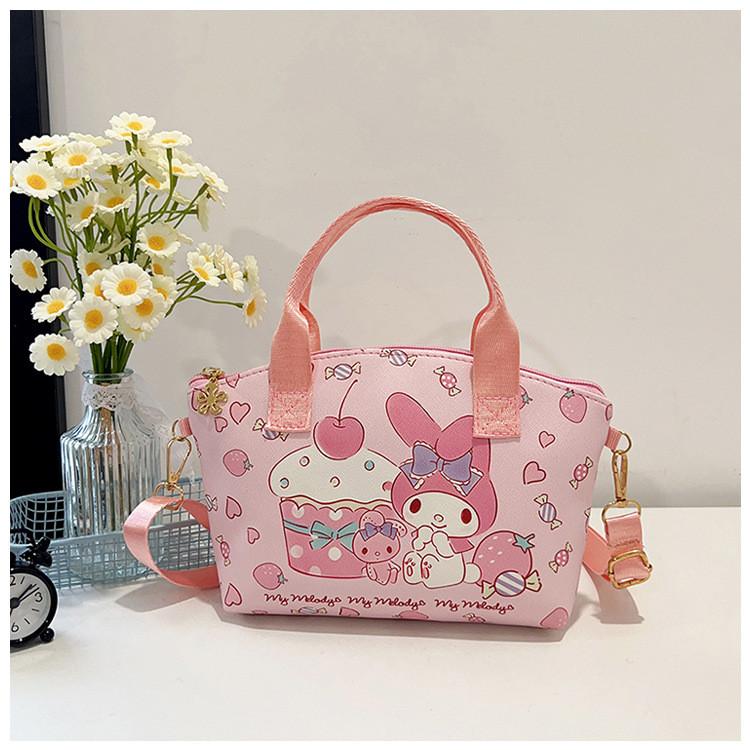 Minnie Kuromi Cinnamoroll Hello Kitty Melody Cartoon Leather Crossbody Bag With Pu Material For Casual Day Use