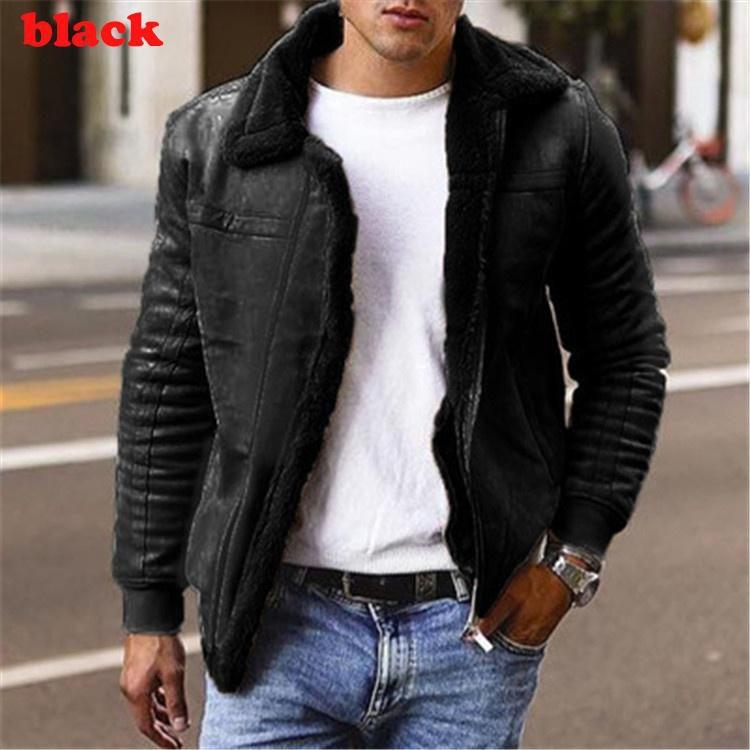 Winter Men's Jacket Plus Fleece Warm Composite Leather Jacket Thick Top Coat Jackets